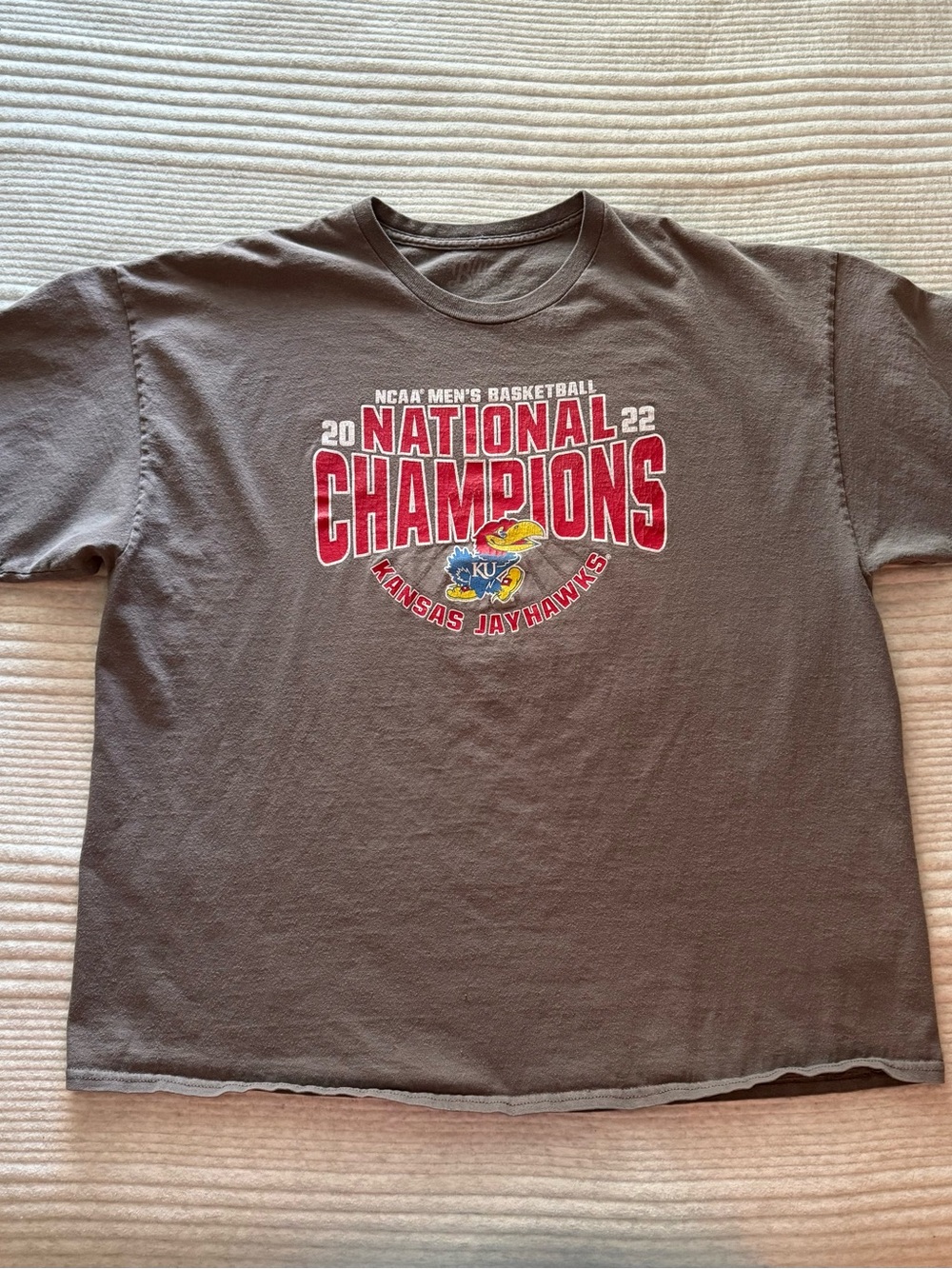 Kansas Jayhawks 2022 National Champions T Shirt Mens XXL Blue 84 Gray